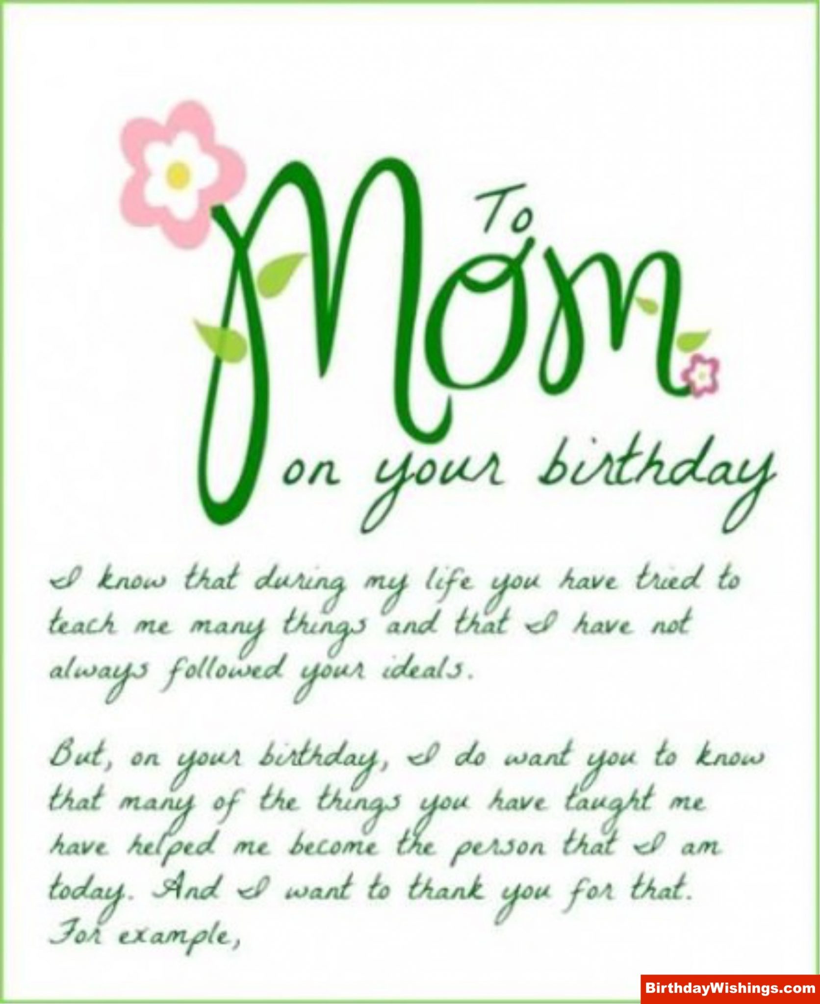 Birthday Cards To Mom From Daughter