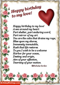 Birthday Poem For Love