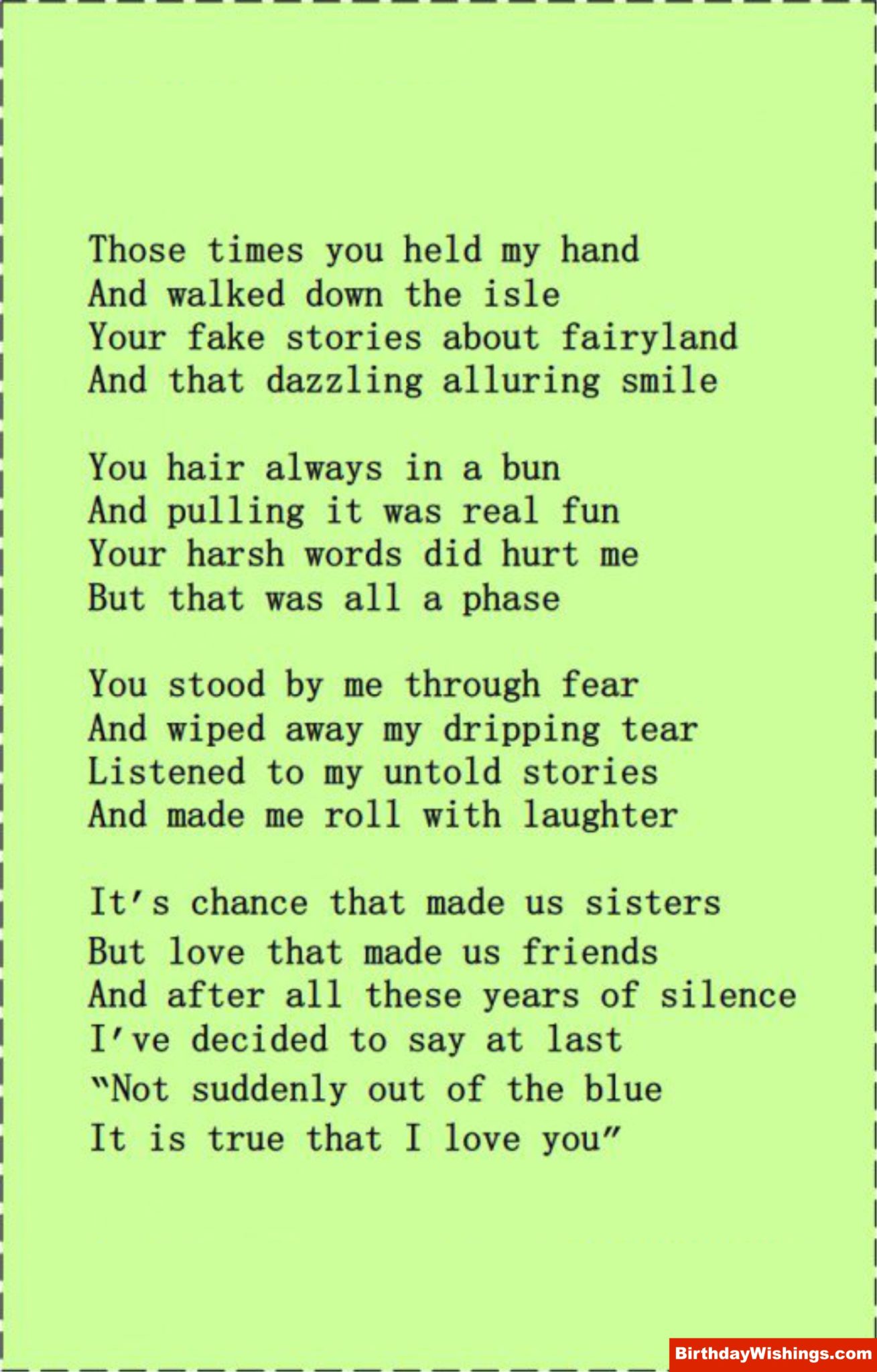 Happy Birthday To My Sister